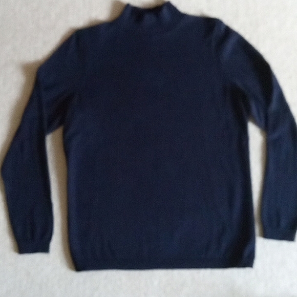 Talbots Sweaters - Woman's Talbots Mock Neck Turtleneck Navy Large Long Sleeve